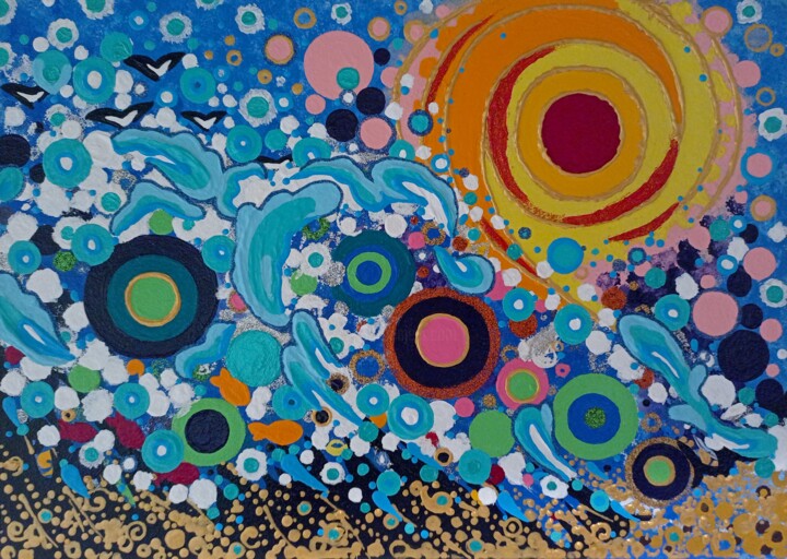 Drawing titled "Bubbles. Nature. Sea" by Yuliia Kolomiiets, Original Artwork, Acrylic