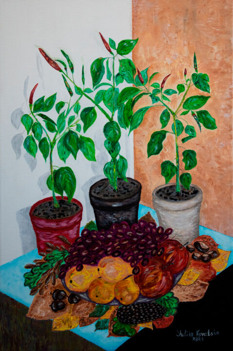 Картина под названием "Gifts of Autumn" - Yuliia Kovalska, Подлинное произведение искусства, Акрил