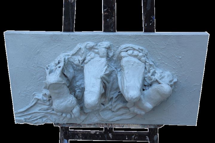 Sculpture titled "Not cold" by Yuliya Belan, Original Artwork, Cement