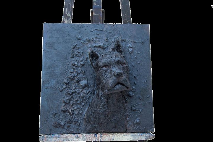 Sculpture titled "My dog" by Yuliya Belan, Original Artwork, Cement