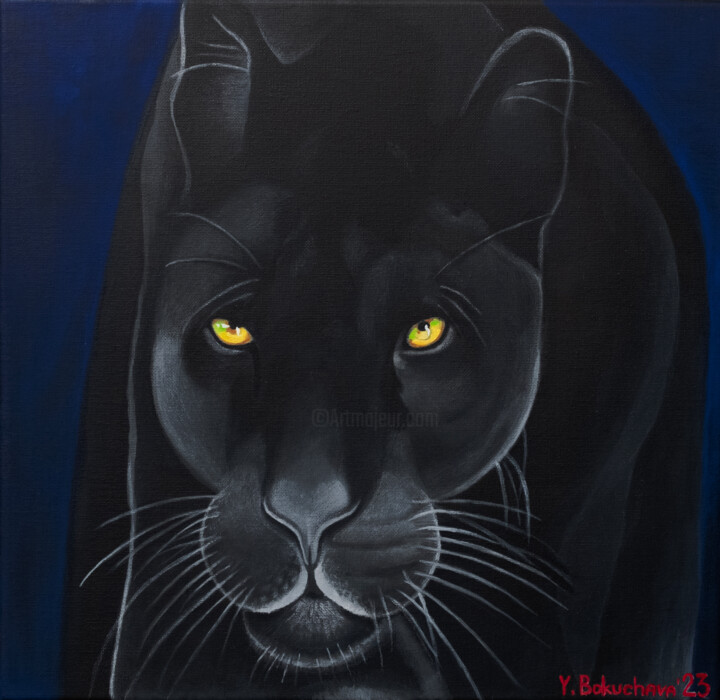 Schilderij getiteld "Panther" door Yuliya Bokuchava, Origineel Kunstwerk, Acryl