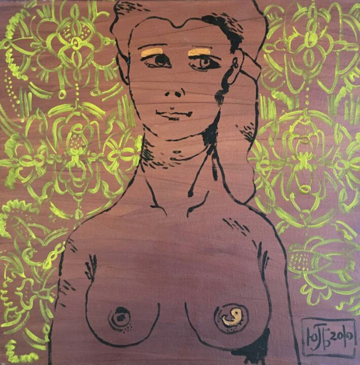 Картина под названием "A Girl and a Fetus." - Yuliya Pochynok (JJ Julia), Подлинное произведение искусства, Акрил
