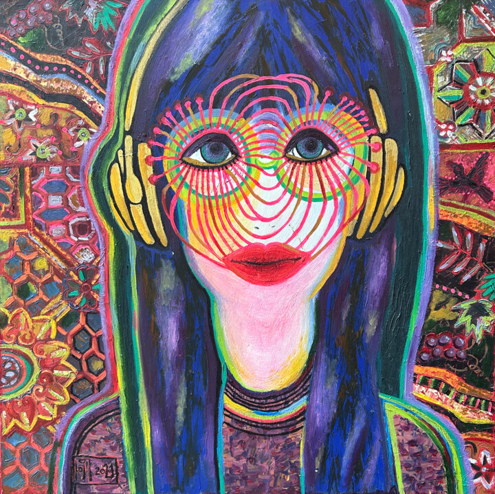 绘画 标题为“Lips.” 由Yuliya Pochynok (JJ Julia), 原创艺术品, 丙烯 安装在木质担架架上