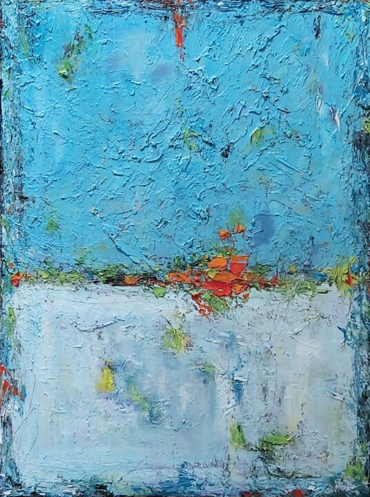 Painting titled "Blue Lagoon" by Julia Tokar (Jt), Original Artwork, Oil