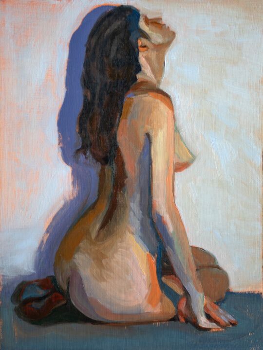 Painting titled "Muse I" by Yumi Parris, Original Artwork, Oil Mounted on Wood Panel