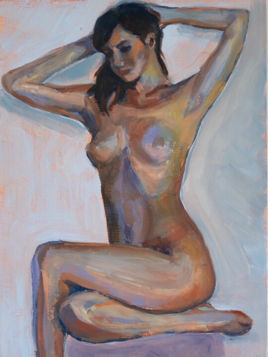 Painting titled "Muse III" by Yumi Parris, Original Artwork, Oil Mounted on Wood Panel