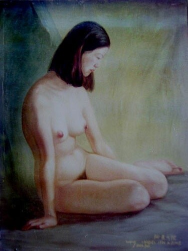 Peinture intitulée "油画：女人体" par Yun Yang Wang, Œuvre d'art originale, Huile