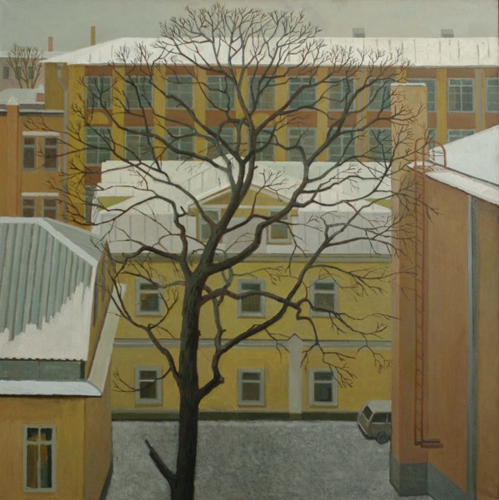 Peinture intitulée "large tree" par Katerina Korneev, Œuvre d'art originale, Huile