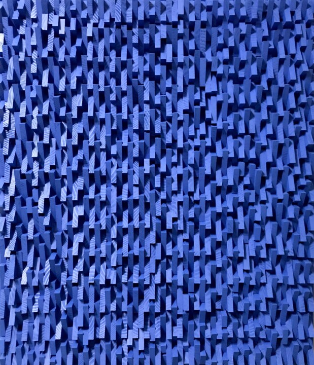 Rzeźba zatytułowany „Синий рельеф” autorstwa Юрий Ростиславский, Oryginalna praca, Akryl Zamontowany na Drewniana rama noszy