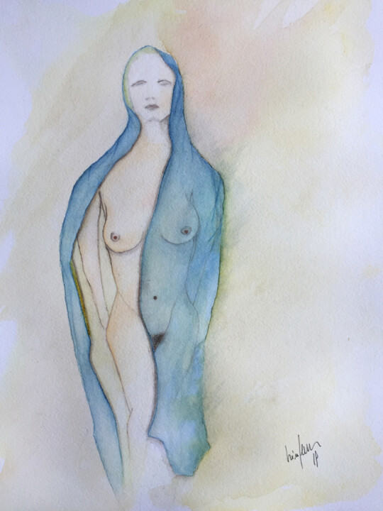 Painting titled "il pareo" by Yūrei, Original Artwork, Watercolor