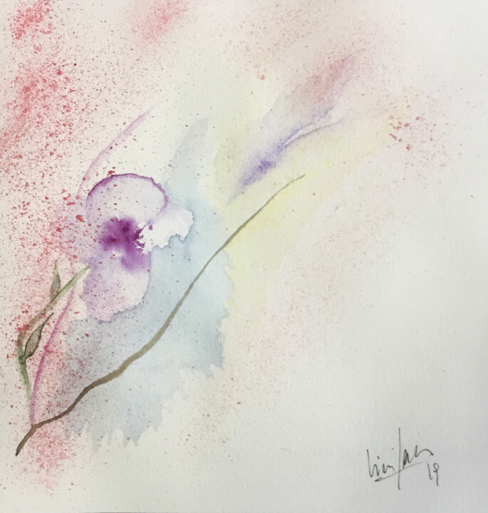 Pittura intitolato "Come un fiore" da Yūrei, Opera d'arte originale, Acquarello