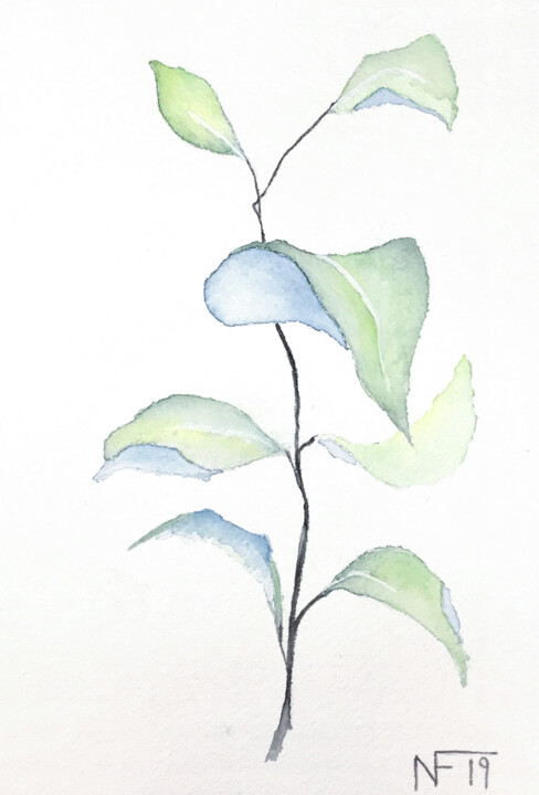 Painting titled "Leaves Studio 1" by Yūrei, Original Artwork, Watercolor