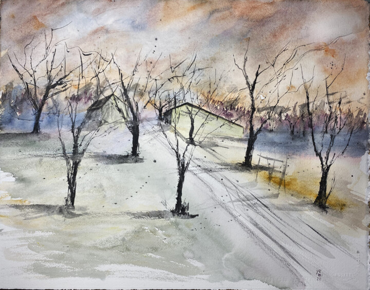 Painting titled "Alberi parlanti" by Yūrei, Original Artwork, Watercolor