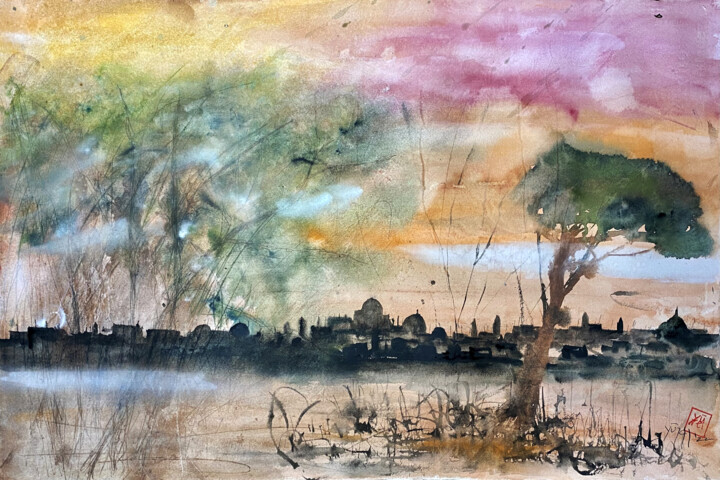 Painting titled "Roma mia" by Yūrei, Original Artwork, Watercolor