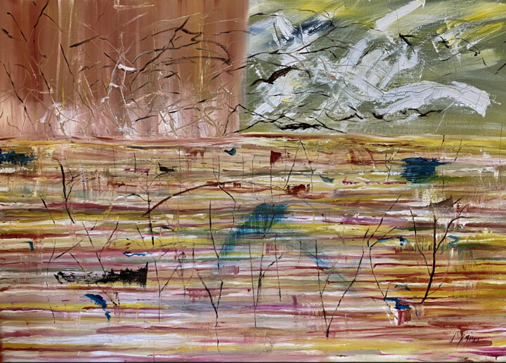 Pittura intitolato "La secca del fiume…" da Yūrei, Opera d'arte originale, Olio