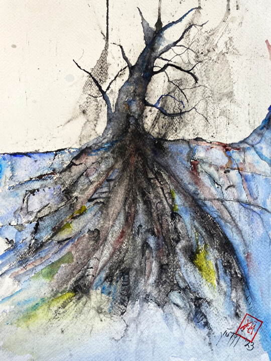 Peinture intitulée "Roots" par Yūrei, Œuvre d'art originale, Aquarelle