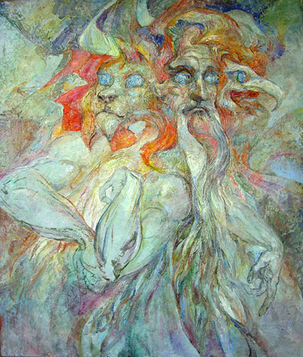 Painting titled "Cherub #4" by Yuri Avalishvili, Original Artwork, Oil