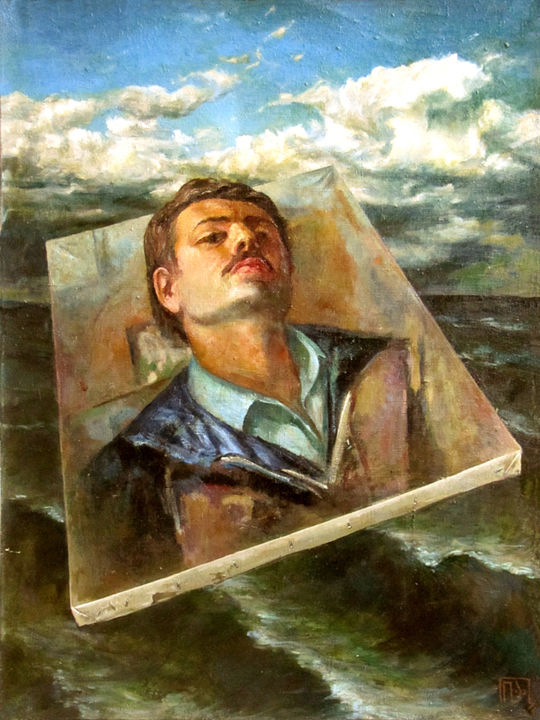 Картина под названием "Selfportrait" - Yuri Avalishvili, Подлинное произведение искусства, Масло
