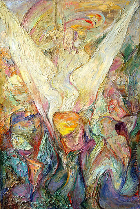 Painting titled "Cherub #1" by Yuri Avalishvili, Original Artwork, Oil