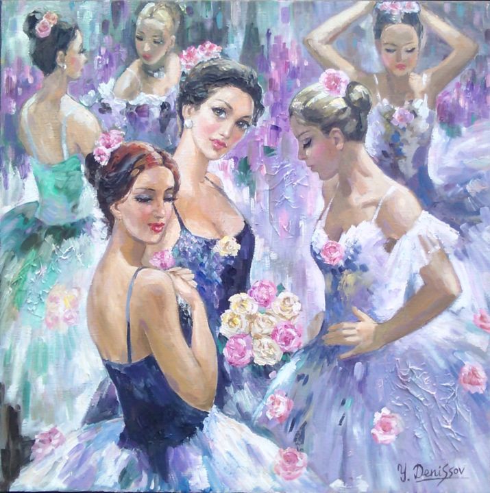 Painting titled "Ballerines" by Yuri Denissov, Original Artwork, Oil