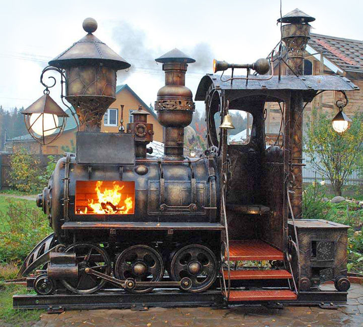 Sculpture titled "Mangal Steam Train" by Yuri Fushtey, Original Artwork, Bronze