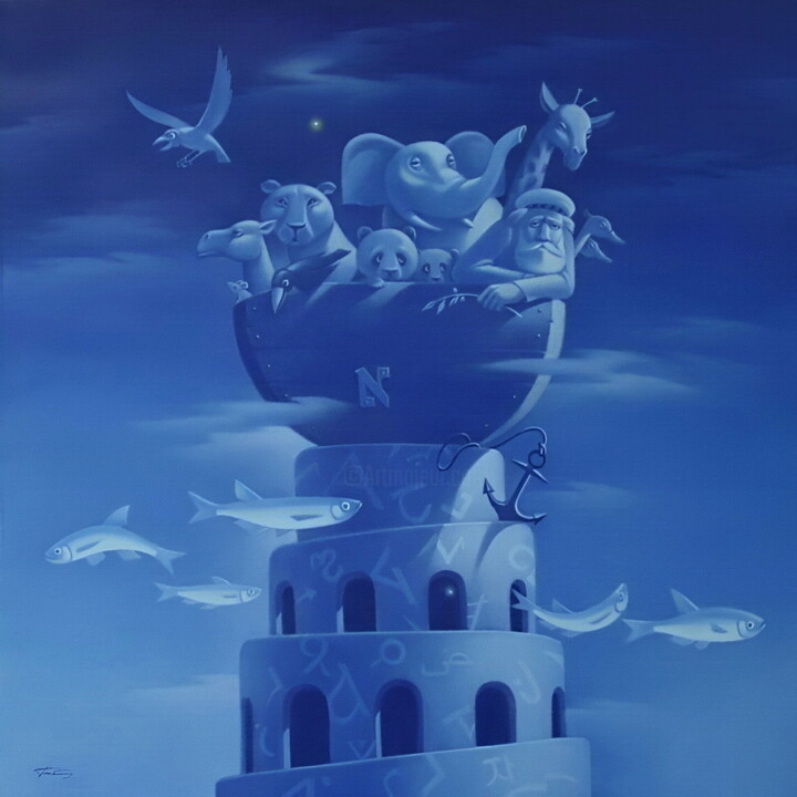 Painting titled "Effect of Noah" by Yuri Tabachnik, Original Artwork, Oil