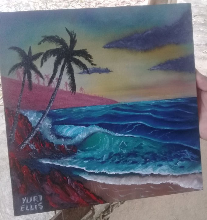 Painting titled "Island paradise" by Yuri Ellis, Original Artwork, Oil