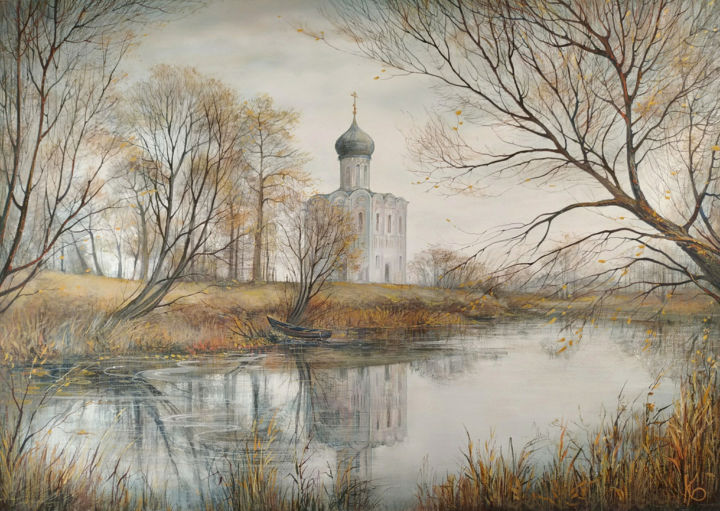 Painting titled "Serenity..." by Yurij Komyakov, Original Artwork, Tempera