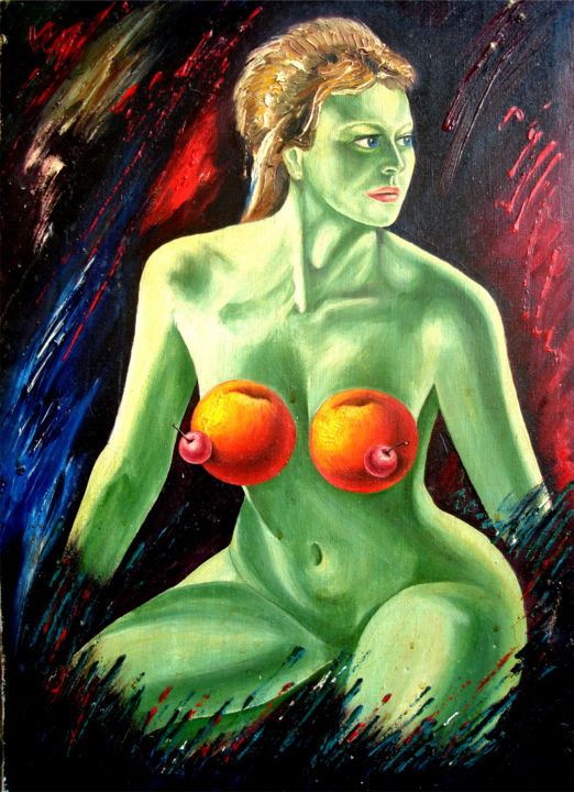Painting titled "Apple Tree" by Yuri Lala, Original Artwork, Oil