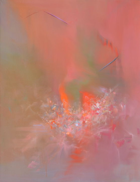 Картина под названием "Soft Red" - Yuri Pysar, Подлинное произведение искусства, Масло