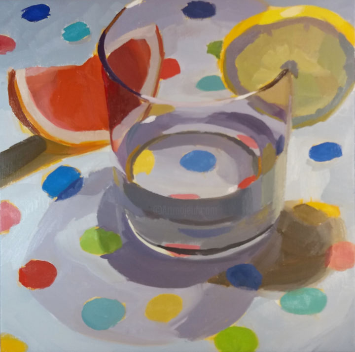 Malerei mit dem Titel "Lemon Grapfrits and…" von Yuri Tayshete, Original-Kunstwerk, Öl