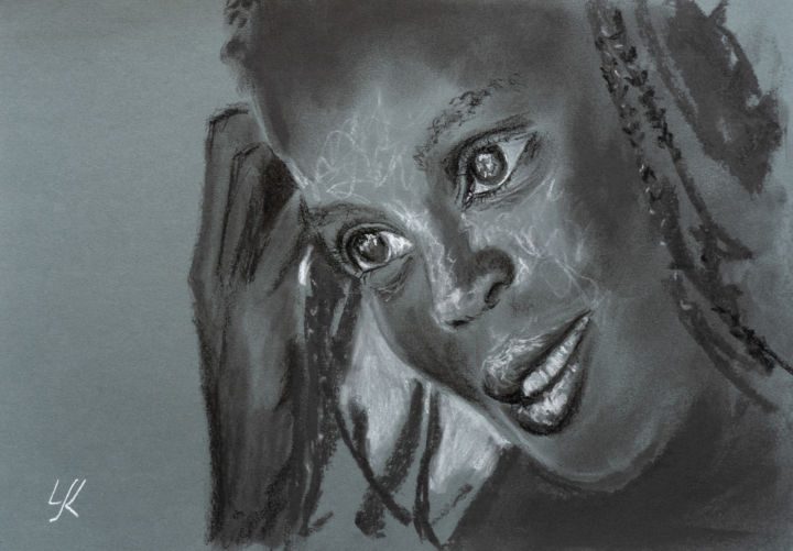 Drawing titled "Ebony" by Yuriy Kraft, Original Artwork, Charcoal