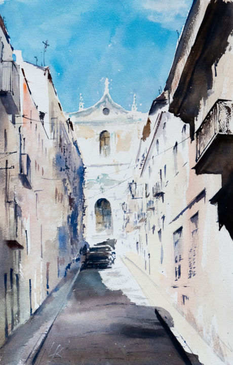 Painting titled "Portimão, Portugal" by Yuriy Kraft, Original Artwork, Watercolor