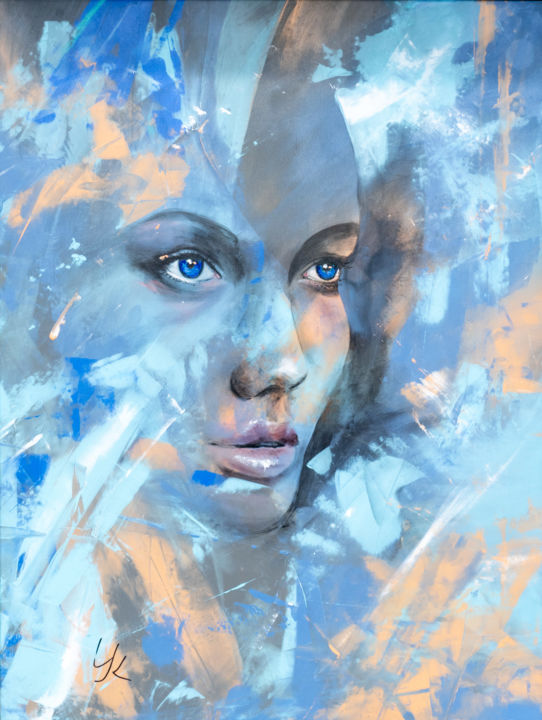 Malerei mit dem Titel "***Blue EYES***" von Yuriy Kraft, Original-Kunstwerk, Acryl