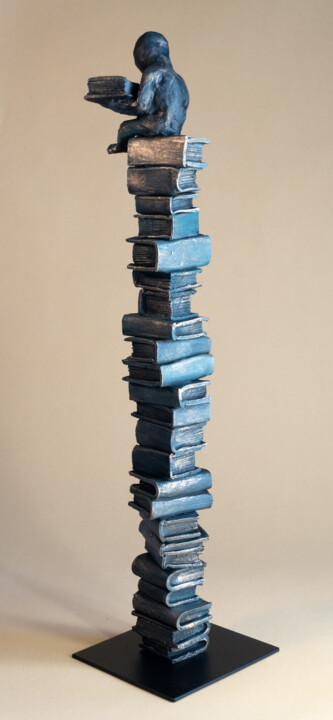 Sculpture titled "***Bookworm I***" by Yuriy Kraft, Original Artwork, Clay