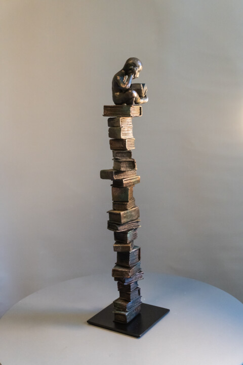 Sculpture titled "***Bookworm V***" by Yuriy Kraft, Original Artwork, Clay