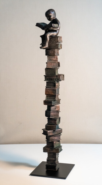Sculpture titled "***Bookworm VI***" by Yuriy Kraft, Original Artwork, Clay