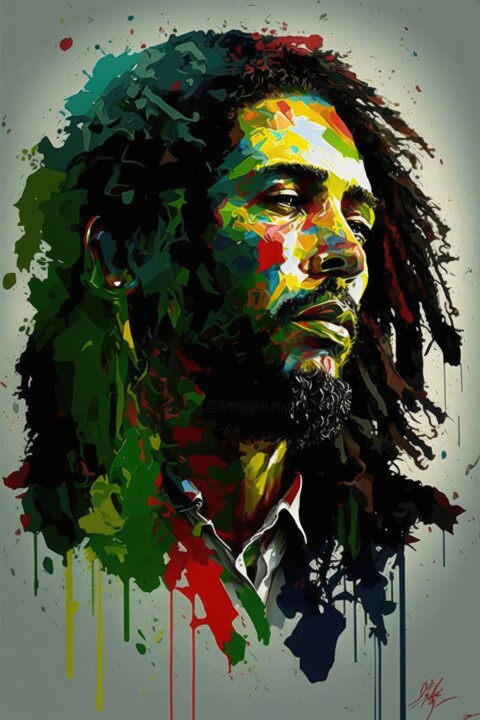 Digital Arts titled "***Bob Marley***" by Yuriy Kraft, Original Artwork, AI generated image