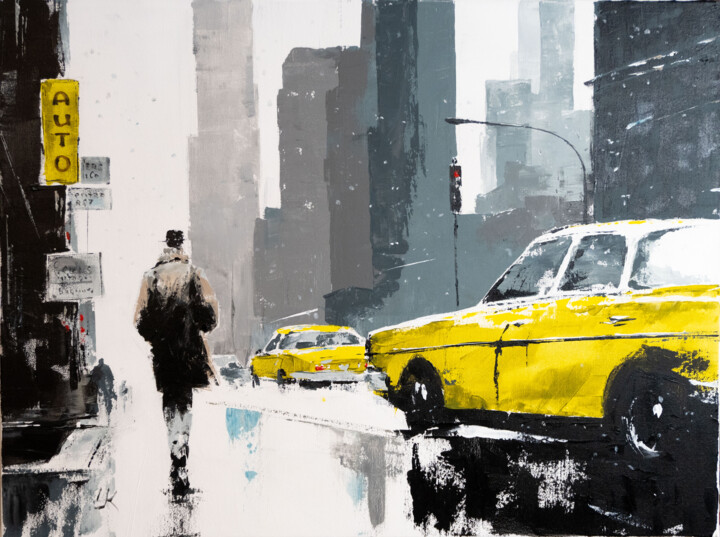 Pintura titulada ""Urban Winter Dream…" por Yuriy Kraft, Obra de arte original, Acrílico Montado en Bastidor de camilla de m…
