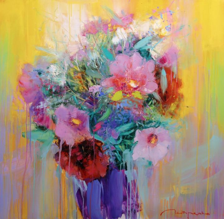 Painting titled "bouquet.jpg" by Yuriy Petrenko, Original Artwork, Oil