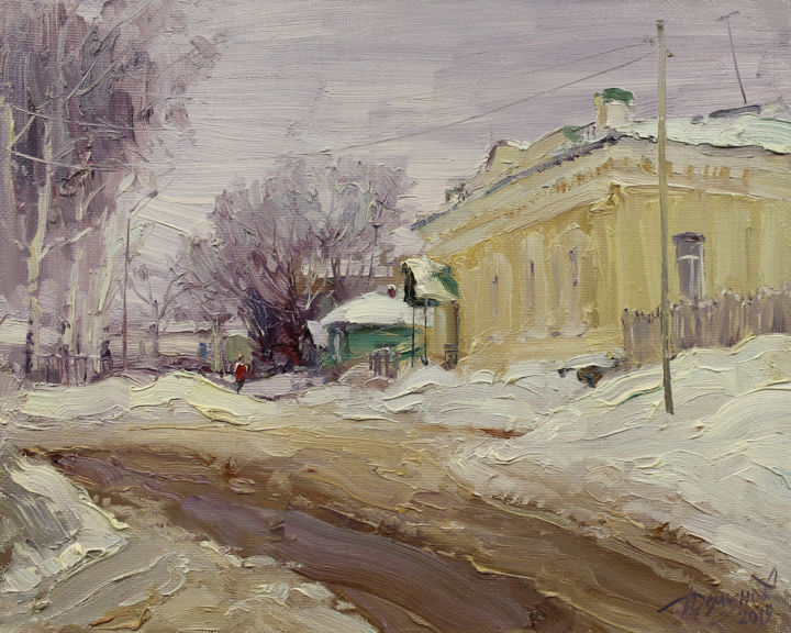 Ζωγραφική με τίτλο "White day" από Yuriy Demiyanov, Αυθεντικά έργα τέχνης, Λάδι Τοποθετήθηκε στο Ξύλινο φορείο σκελετό