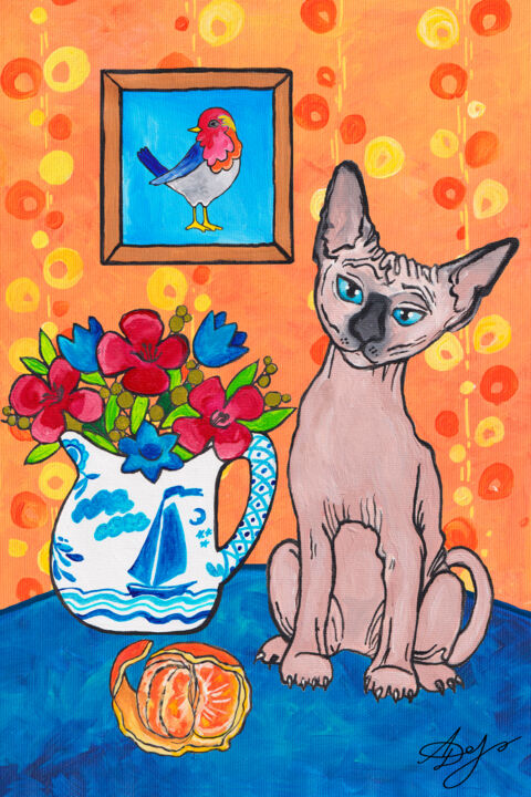 Digital Arts titled "Sphynx Cat And Dutc…" by Alexandra Dobreikin, Original Artwork, 2D Digital Work