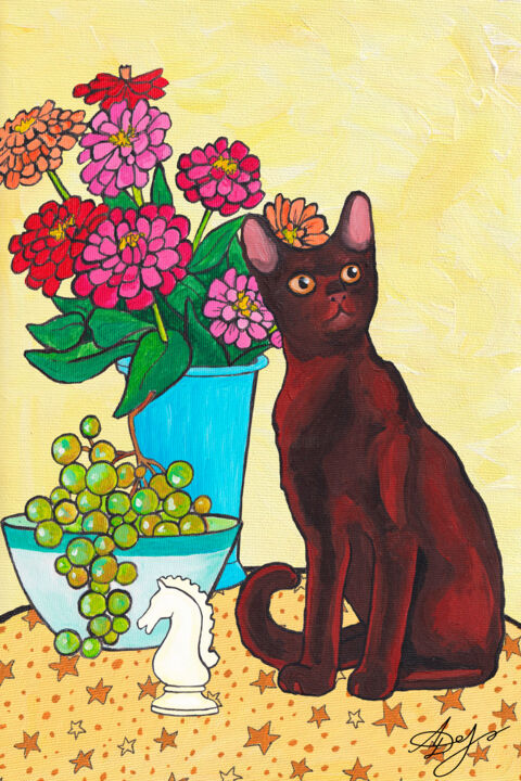 Digital Arts titled "Burmese Cat With A…" by Alexandra Dobreikin, Original Artwork, 2D Digital Work