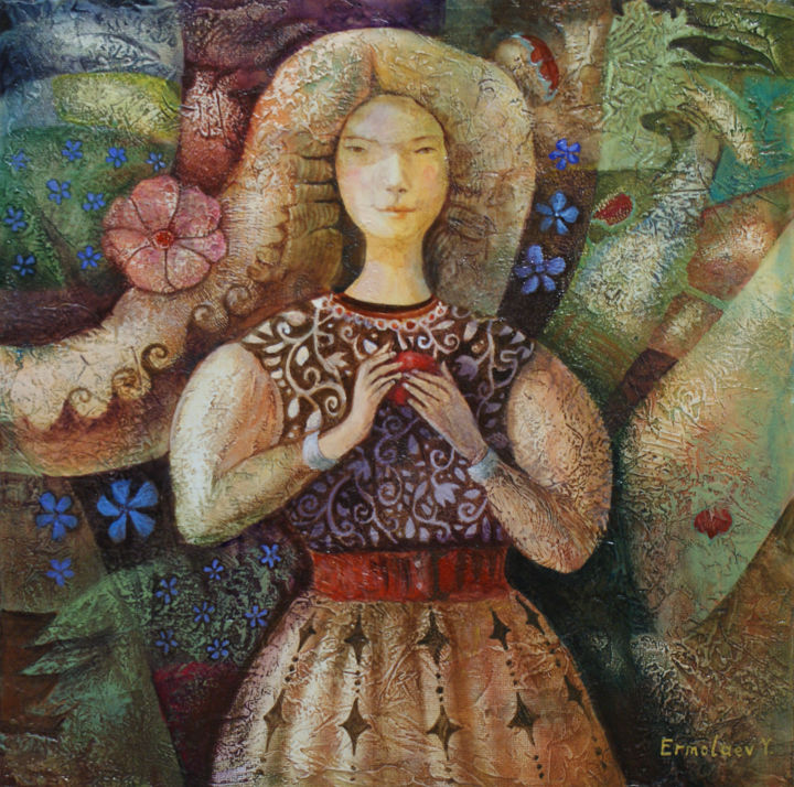 Картина под названием "Юная леди" - Yuri Ermolaev, Подлинное произведение искусства, Акрил