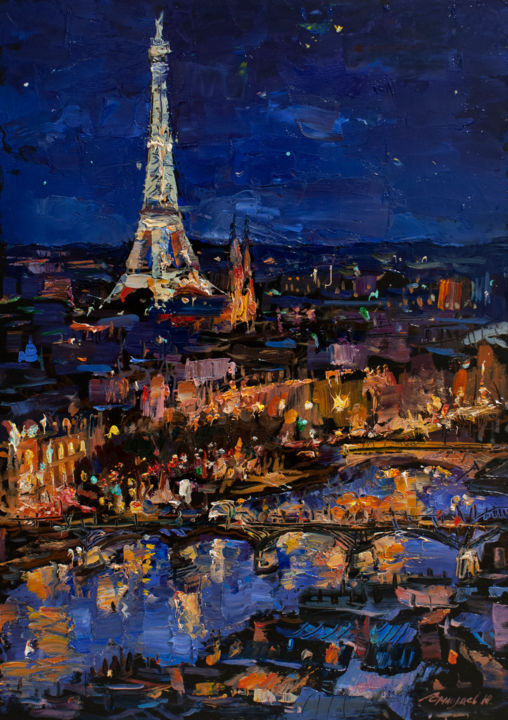 Картина под названием "Paris" - Yuri Ermolaev, Подлинное произведение искусства, Масло