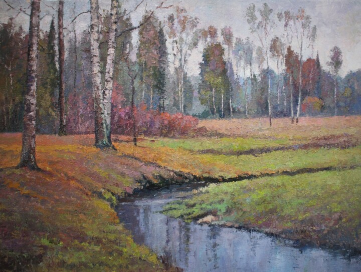 Картина под названием "Early spring" - Yury Sapozhnikov, Подлинное произведение искусства, Масло