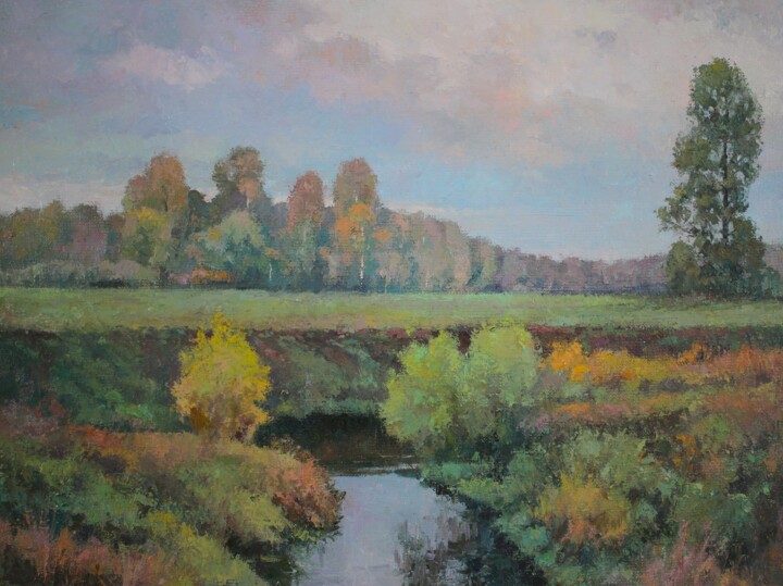 Painting titled "Autumn silence" by Yury Sapozhnikov, Original Artwork, Oil