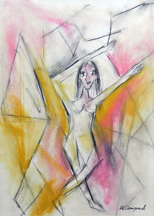 Tekening getiteld "Nude woman" door Yury Smirnov, Origineel Kunstwerk, Houtskool