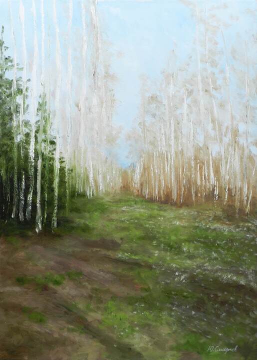 "Birches" başlıklı Tablo Yury Smirnov tarafından, Orijinal sanat, Petrol Ahşap Sedye çerçevesi üzerine monte edilmiş