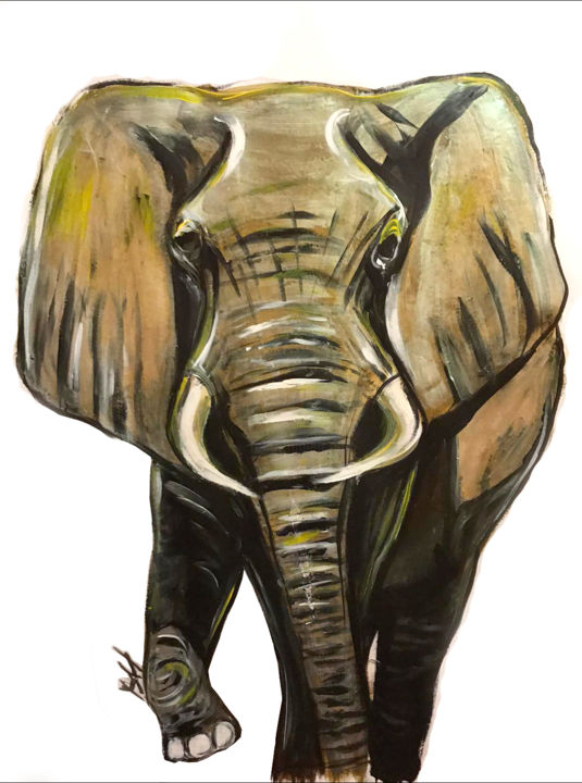 Malerei mit dem Titel "elephant" von Yousef Alimohammadi, Original-Kunstwerk, Acryl